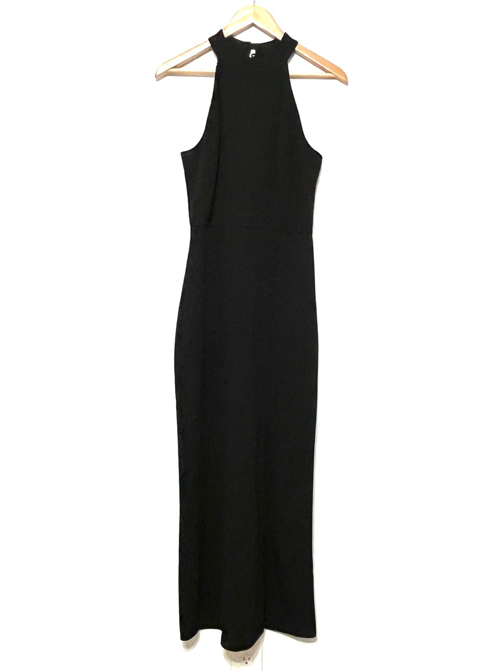 Alexa B Nites Date Night Elegant Evening Sleeveless Black Halter Maxi Dress